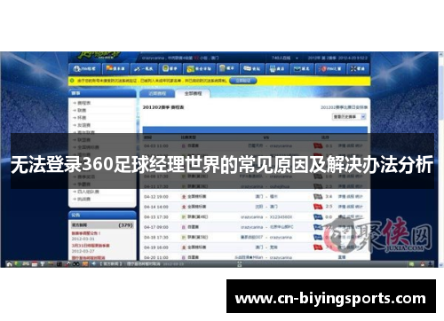 无法登录360足球经理世界的常见原因及解决办法分析