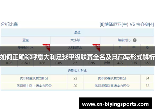 如何正确称呼意大利足球甲级联赛全名及其简写形式解析